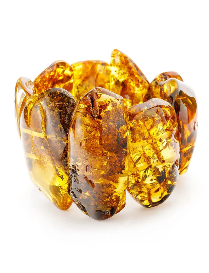 картинка Роскошный яркий браслет «Помпеи» из натурального цельного янтаря в онлайн магазине
