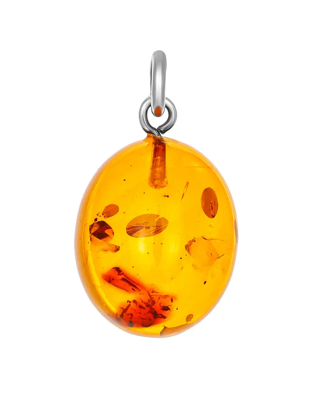 картинка Овальная подвеска из натурального балтийского янтаря коньячного цвета в онлайн магазине