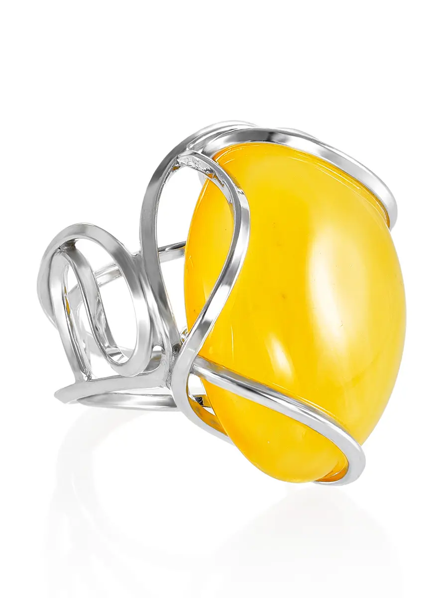 картинка Изящное кольцо «Валенсия» со вставкой из натурального балтийского медового янтаря  в онлайн магазине