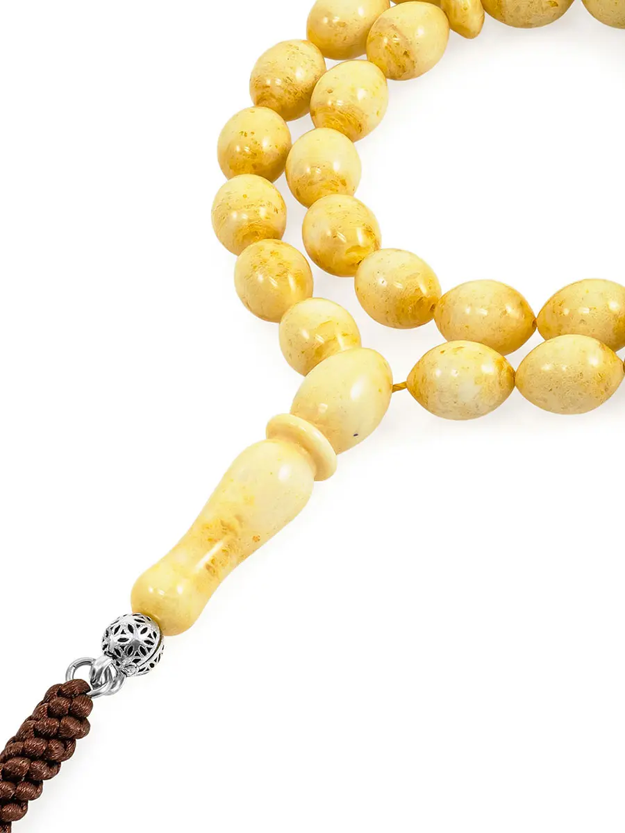 картинка Чётки-оливки из натурального молочно-медового формованного янтаря в онлайн магазине