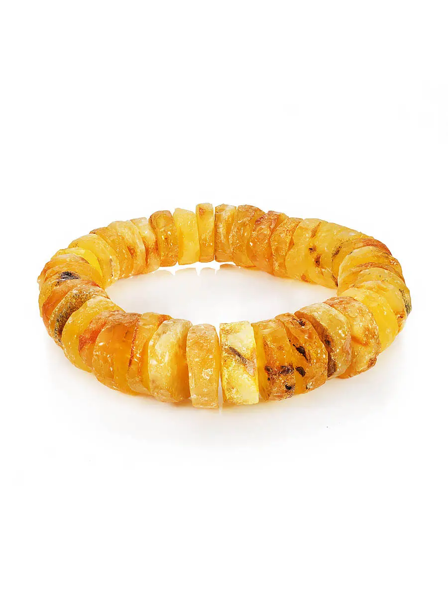 картинка Лечебный браслет из натурального янтаря «Шайбы медовые пестрые мелкие» в онлайн магазине