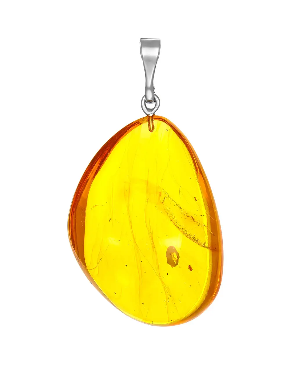 картинка Кулон-капля из натурального янтаря красивого золотистого оттенка в онлайн магазине