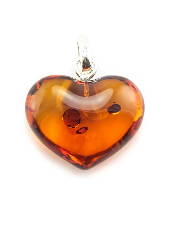 картинка Подвеска-сердце из натурального каленого янтаря в онлайн магазине