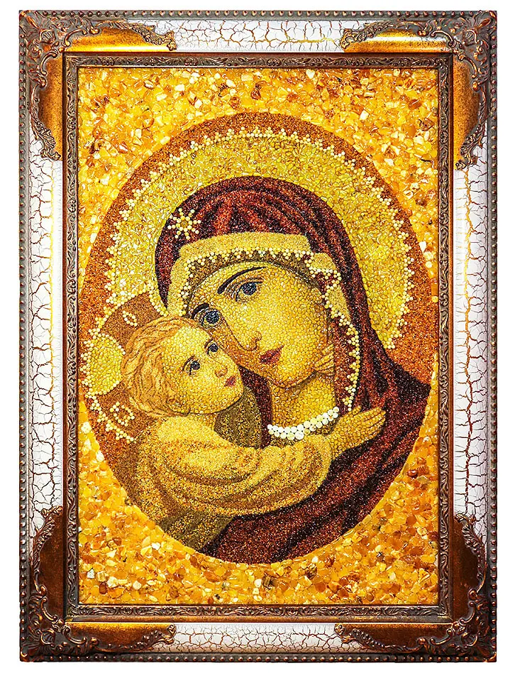 картинка Икона Божией Матери «Умиление», созданная из натурального балтийского янтаря в онлайн магазине