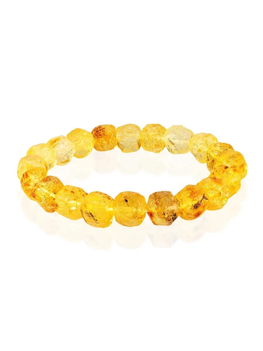 картинка Браслет из натурального янтаря «Кусанка лимонная крупная» в онлайн магазине