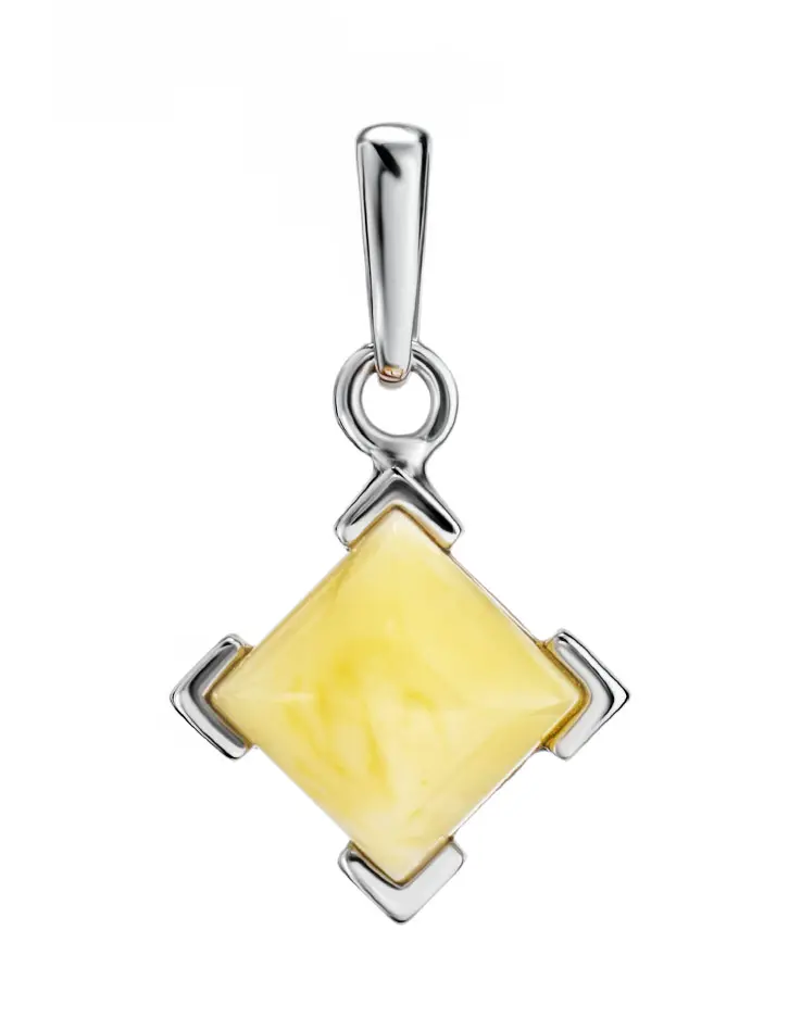 картинка Небольшой кулон из янтаря светло-медового оттенка в серебре «Артемида» в онлайн магазине