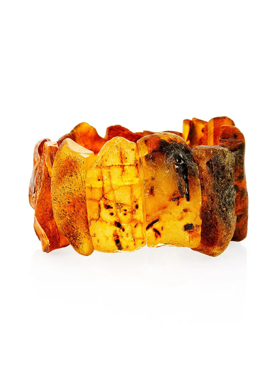 картинка Лечебный браслет из натурального янтаря с природной коркой «Помпеи» в онлайн магазине