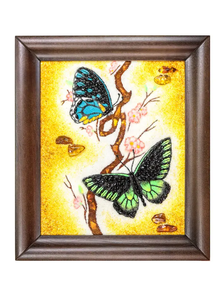 картинка Декоративное панно из натурального янтаря на «Бабочки» 36 (В) х 31 (Ш) в онлайн магазине