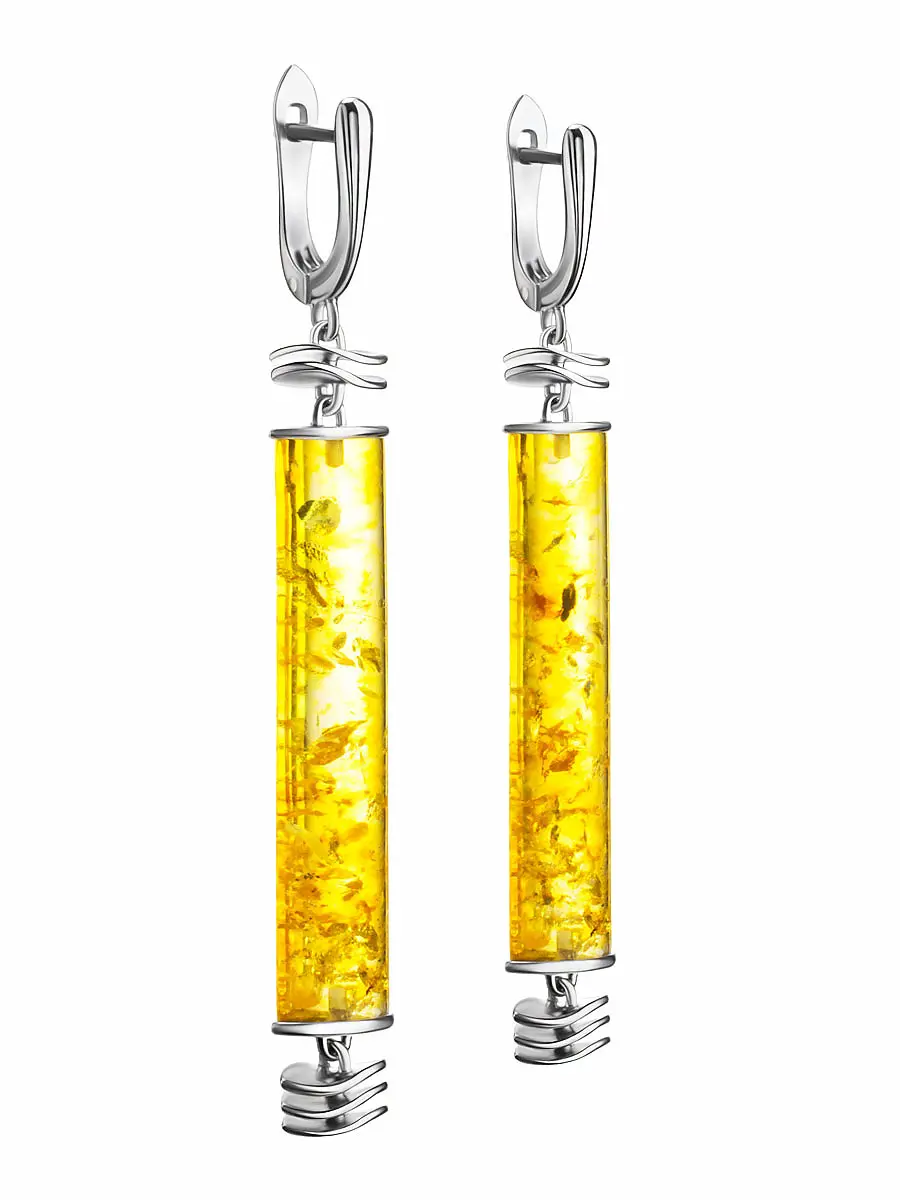 картинка Необычные серьги из серебра и натурального лимонного янтаря «Кения» в онлайн магазине