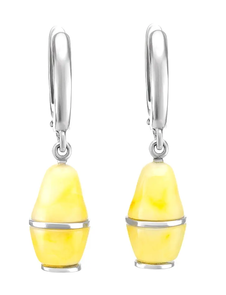 картинка Дизайнерские серьги Matryoshka® из янтаря медового цвета и серебра в онлайн магазине