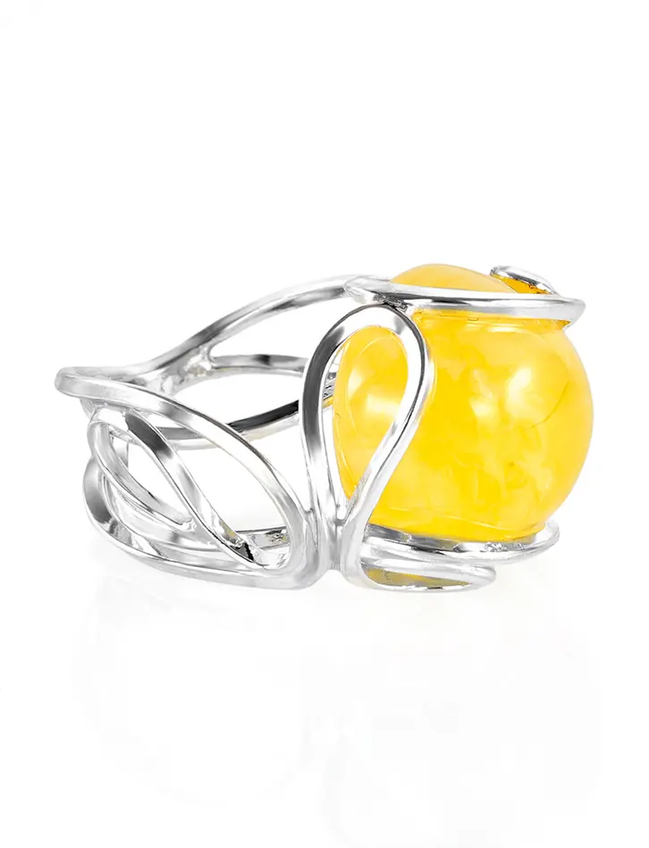 картинка Нежное кольцо из натурального балтийского медового янтаря «Валенсия» в онлайн магазине