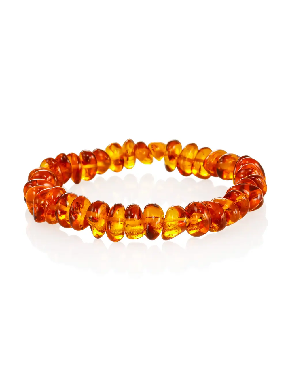картинка Браслет из натурального балтийского янтаря «Галька коньячная» в онлайн магазине