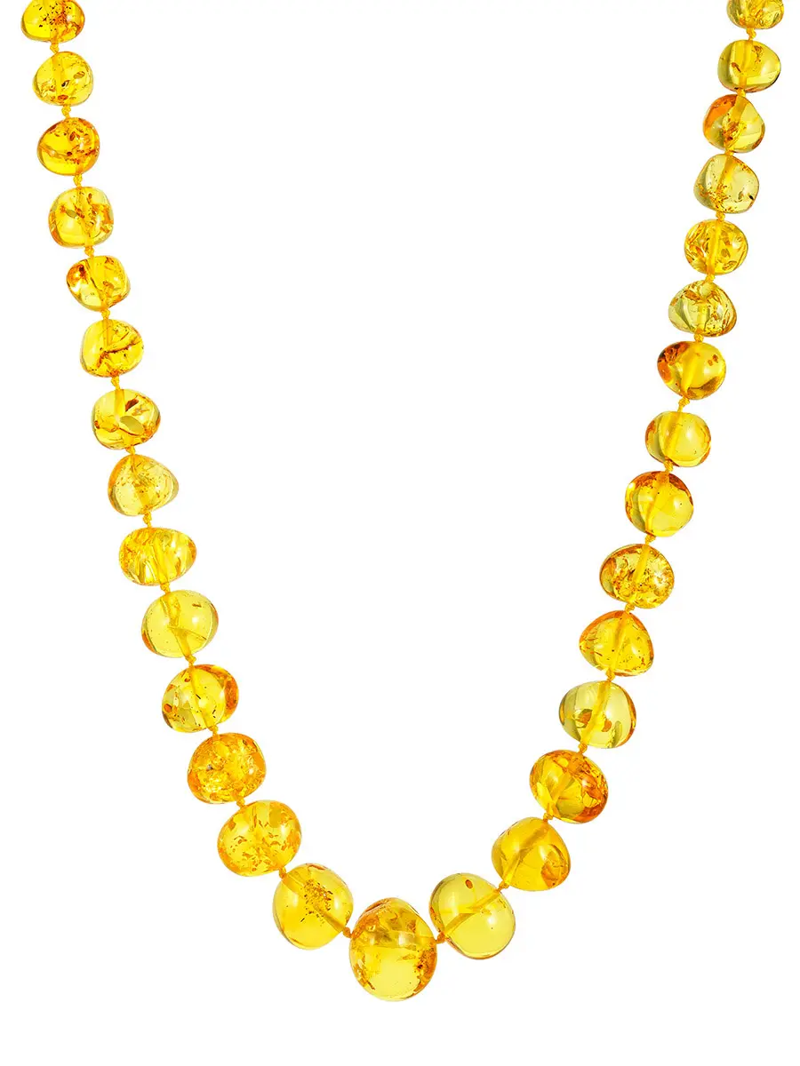 картинка Бусы из натурального прозрачного янтаря «Мятый шар лимонный» в онлайн магазине