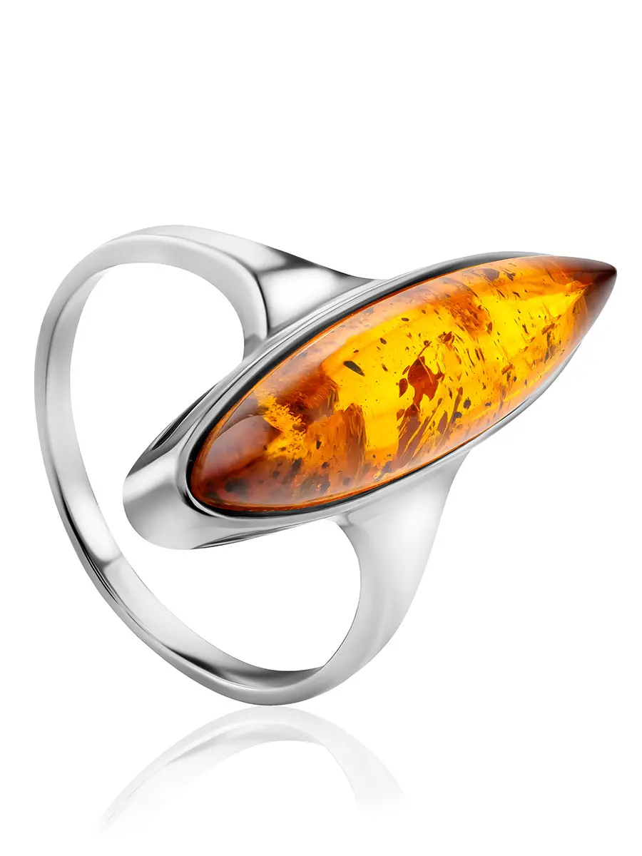 картинка Потрясающее кольцо «Грация», украшенное натуральным янтарём в онлайн магазине