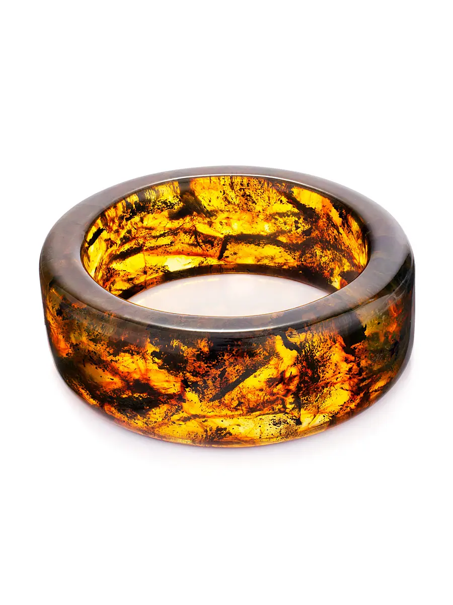 картинка Объёмный цельный браслет из натурального формованного янтаря «Везувий» в онлайн магазине