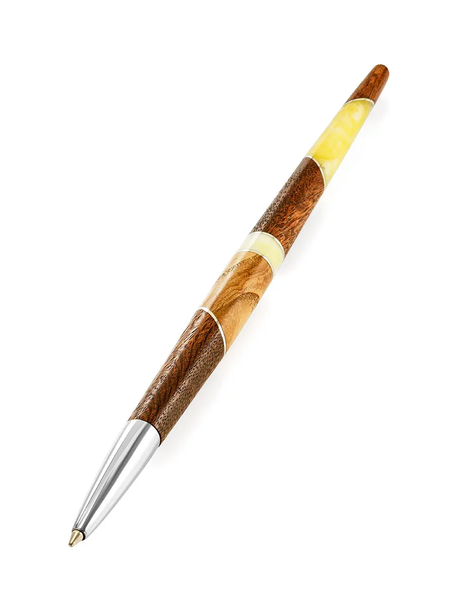 картинка Красивая ручка из дерева и натурального балтийского янтаря «Олливандер» в онлайн магазине