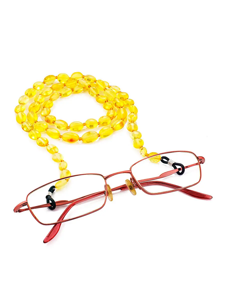 картинка Цепочка-держатель для очков из натурального ярко-лимонного янтаря в онлайн магазине