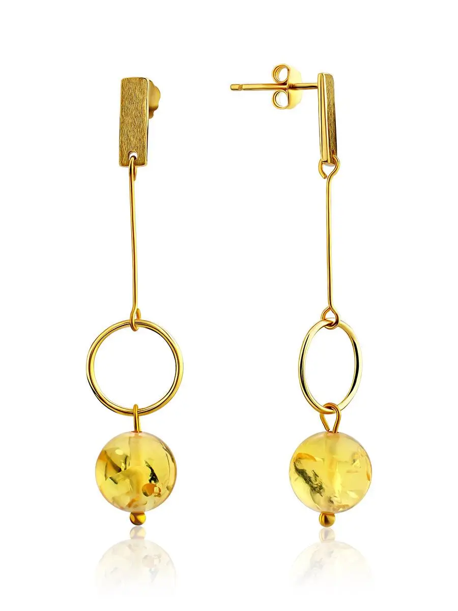 картинка Яркие стильные серьги-гвоздики с янтарём Palazzo от ifamore™ в онлайн магазине
