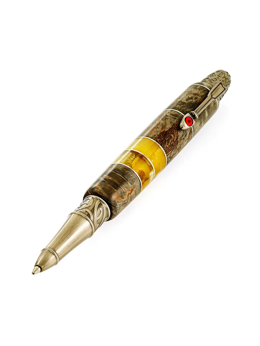картинка Шариковая ручка в корпусе из дерева и янтаря «Рыцарская» в онлайн магазине