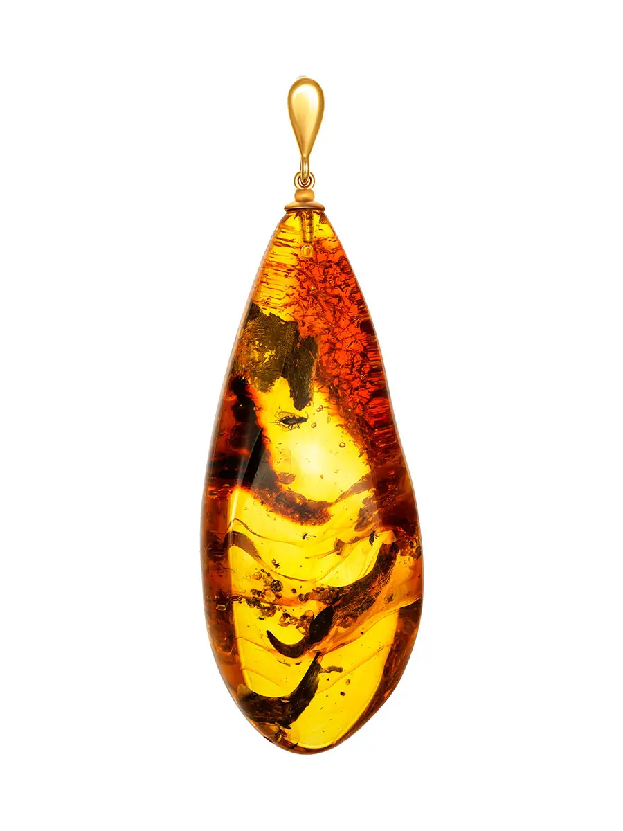 картинка Подвеска из  текстурного коньячного янтаря с включением насекомого в онлайн магазине