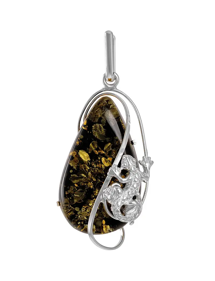 картинка Оригинальная серебряная подвеска с натуральным янтарём «Караваджо» в онлайн магазине
