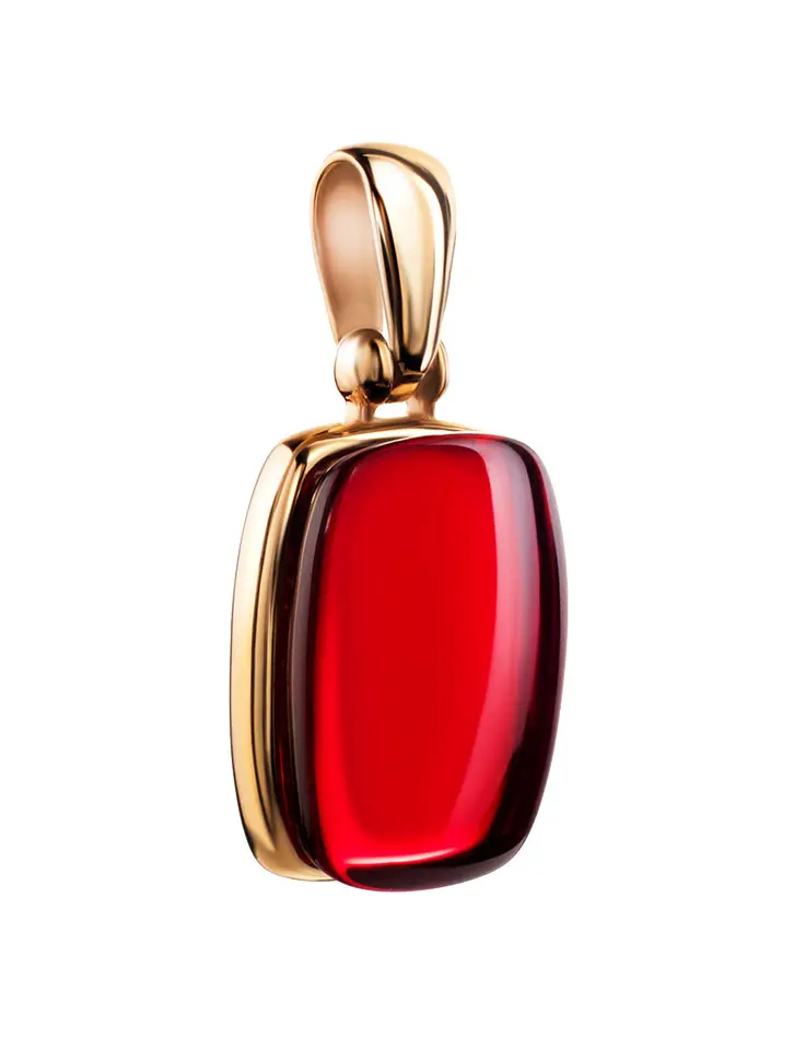 картинка Небольшой кулон из золота и ярко-красного янтаря «Сангрил» в онлайн магазине