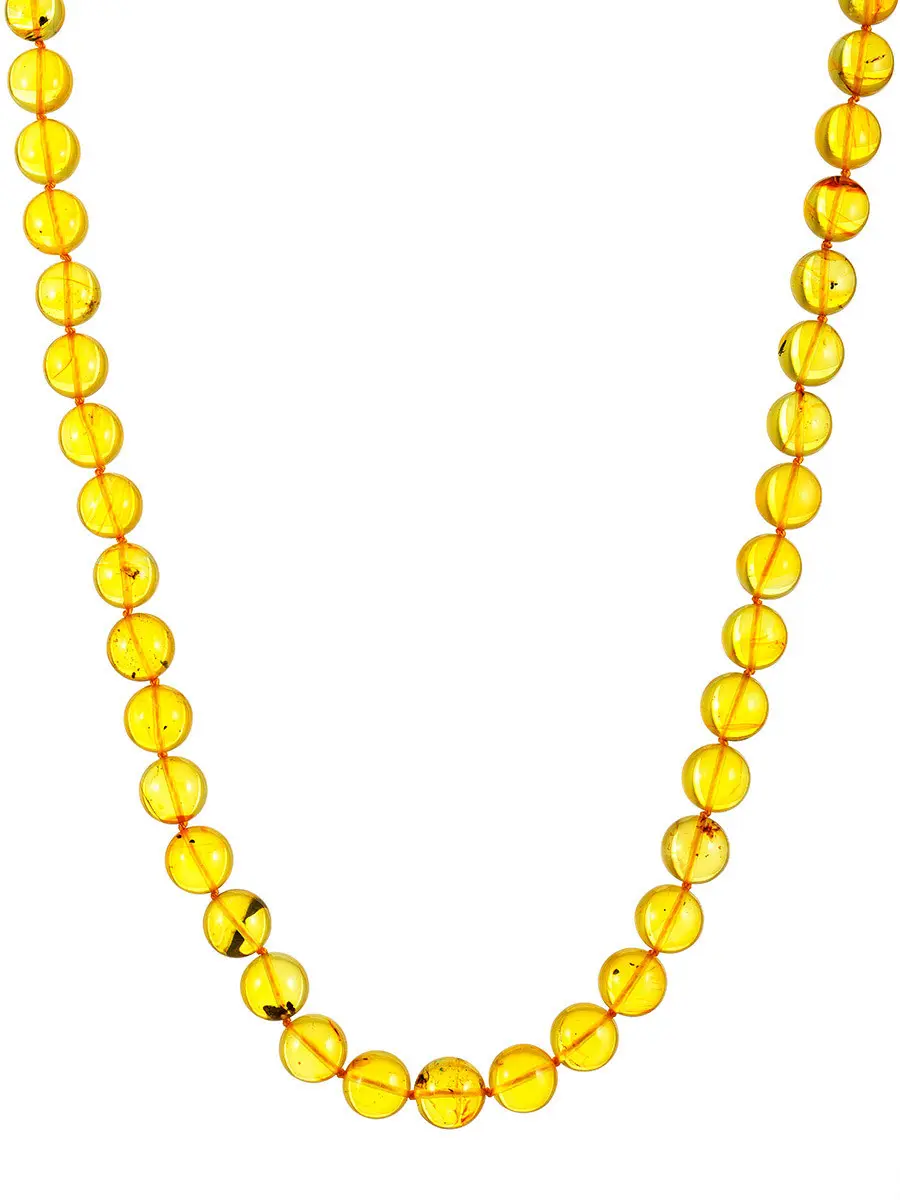 картинка Бусы из натурального янтаря с инклюзами «Лимонный шар» в онлайн магазине