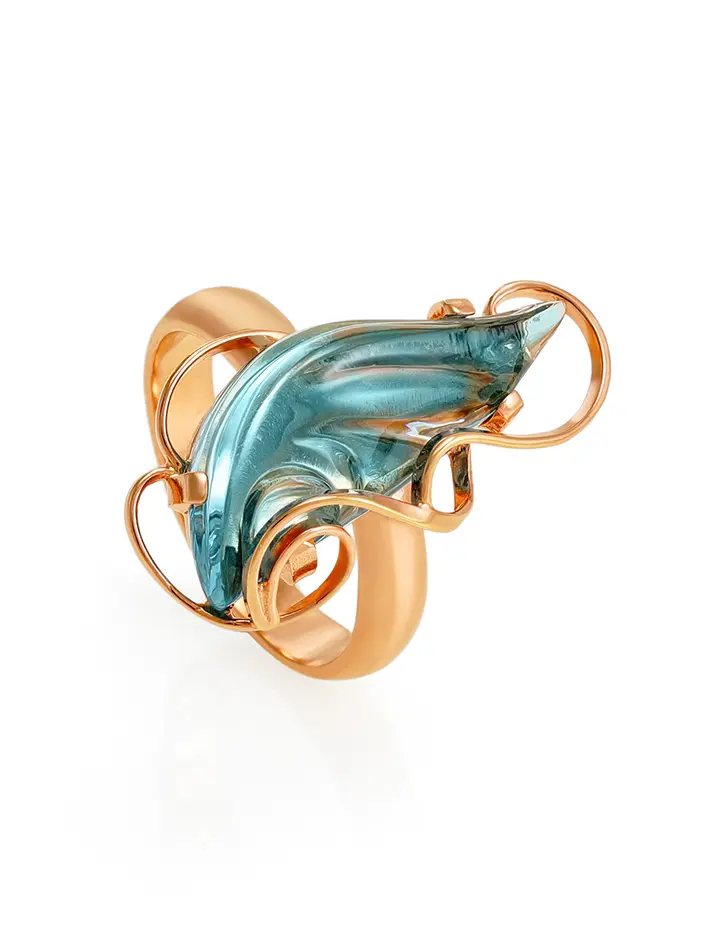 картинка Нежное кольцо из серебра с позолотой и топаза скай «Серенада» в онлайн магазине