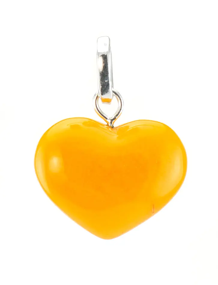картинка Кулон в форме сердца из цельного натурального медового янтаря с эффектом старения в онлайн магазине