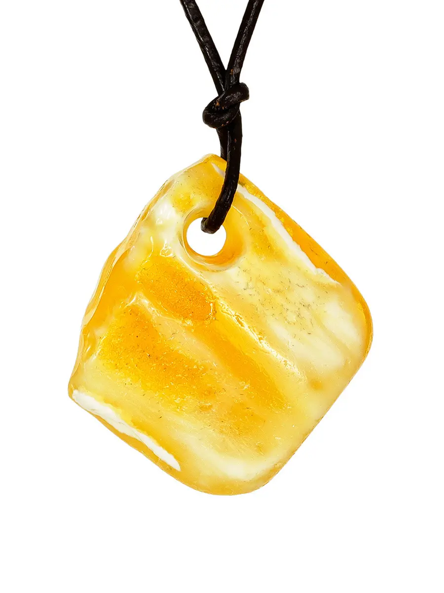 картинка Квадратная объемная подвеска из пейзажного текстурного янтаря в онлайн магазине