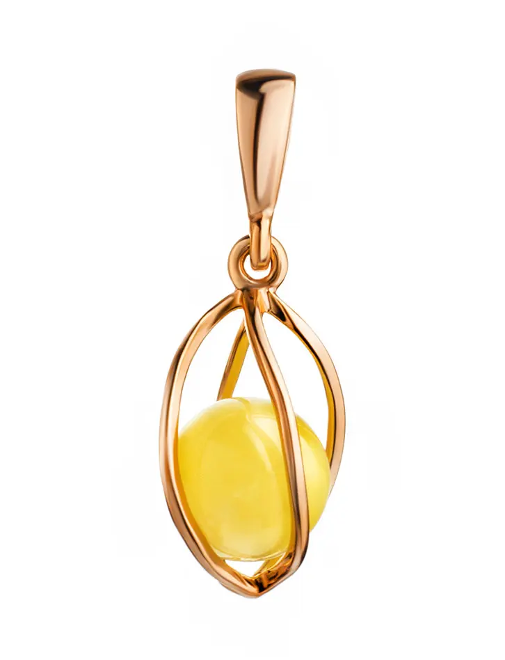 картинка Яркий позолоченный кулон с натуральным янтарём медового цвета «Алжир» в онлайн магазине