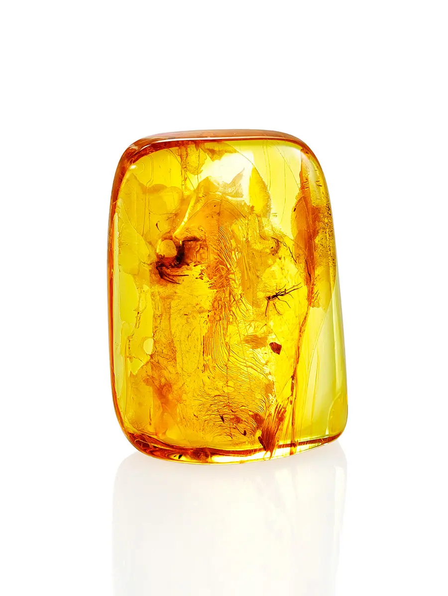 картинка Натуральный прозрачный янтарь лимонного цвета с инклюзом паучка в онлайн магазине