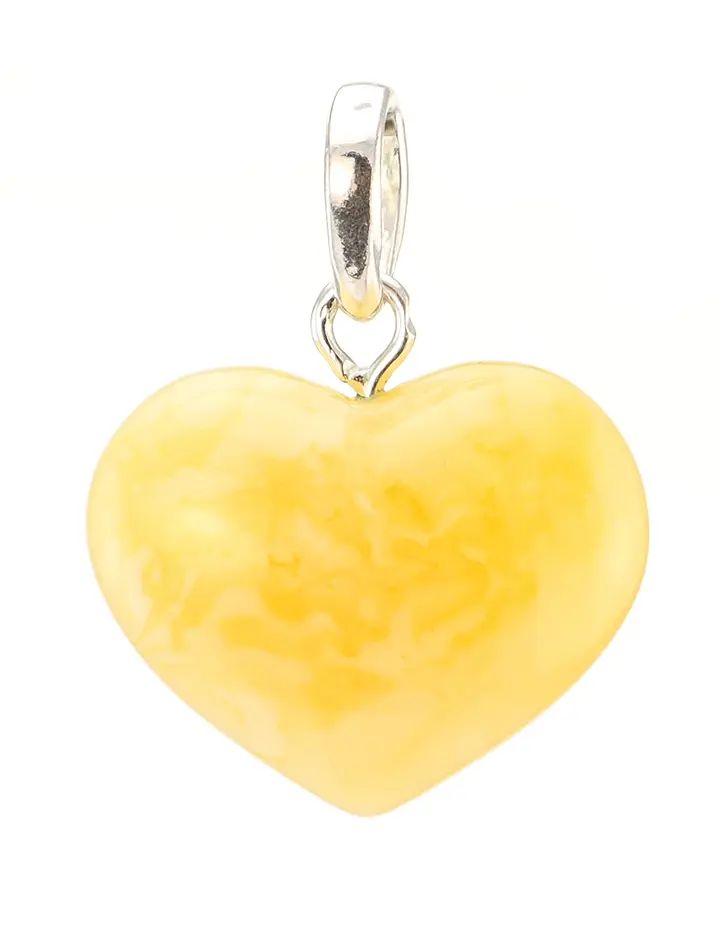 картинка Небольшой кулон из натурального балтийского молочно-медового янтаря «Сердце» в онлайн магазине