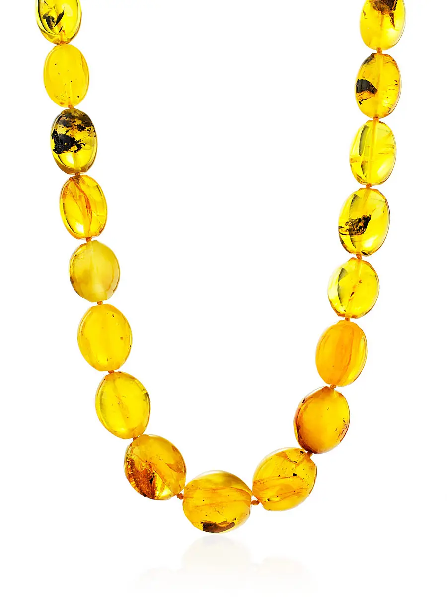 картинка Сияющие янтарные бусы «Лимонная оливка крупная» в онлайн магазине