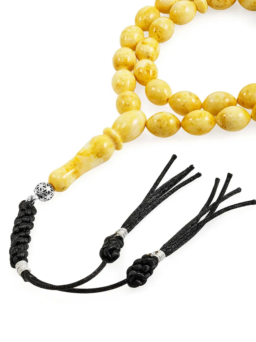 картинка Лёгкие чётки из 33 бусин-оливок натурального формованного янтаря в онлайн магазине