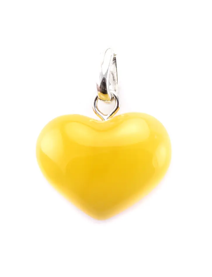 картинка Кулон в форме сердца из цельного натурального янтаря медового цвета в онлайн магазине