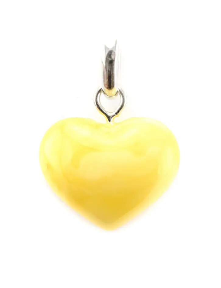 картинка Красивый кулон в форме сердца из натурального светло-медового янтаря в онлайн магазине