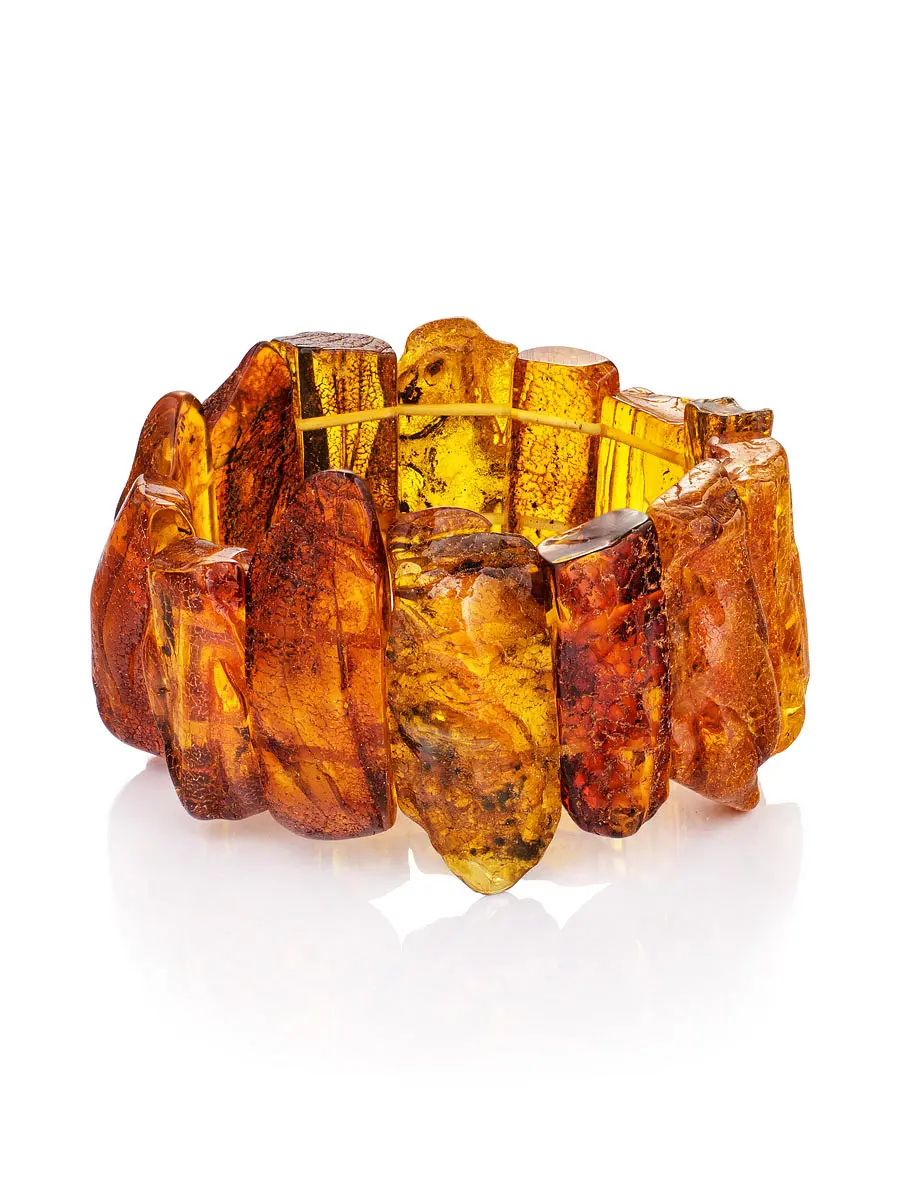 картинка Браслет лечебный из янтаря с переливающейся текстурой «Помпеи» в онлайн магазине