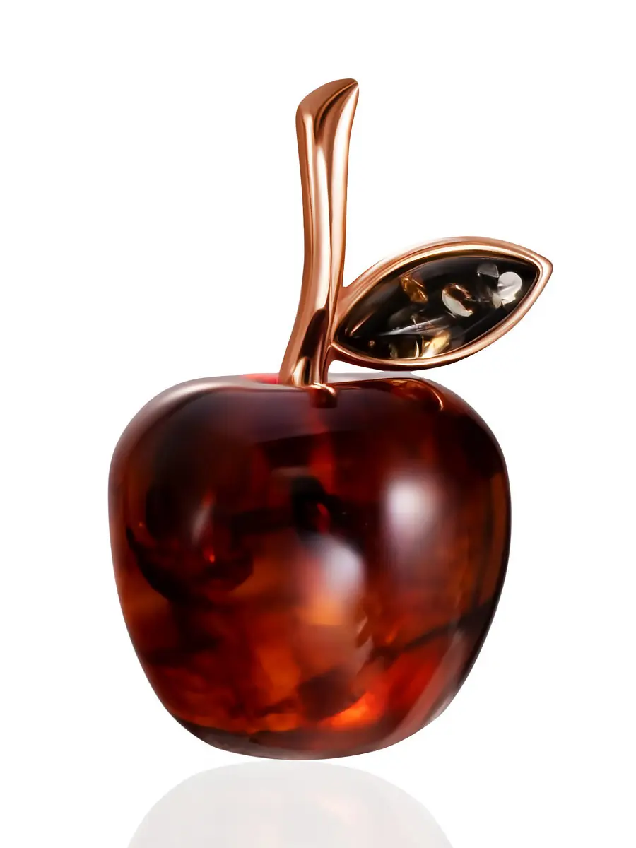 картинка Красивый объёмный кулон «Яблочко» из натурального янтаря в онлайн магазине