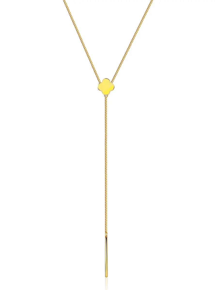 картинка Яркое позолоченное колье «Монако» Янтарь® с янтарём медового цвета в онлайн магазине