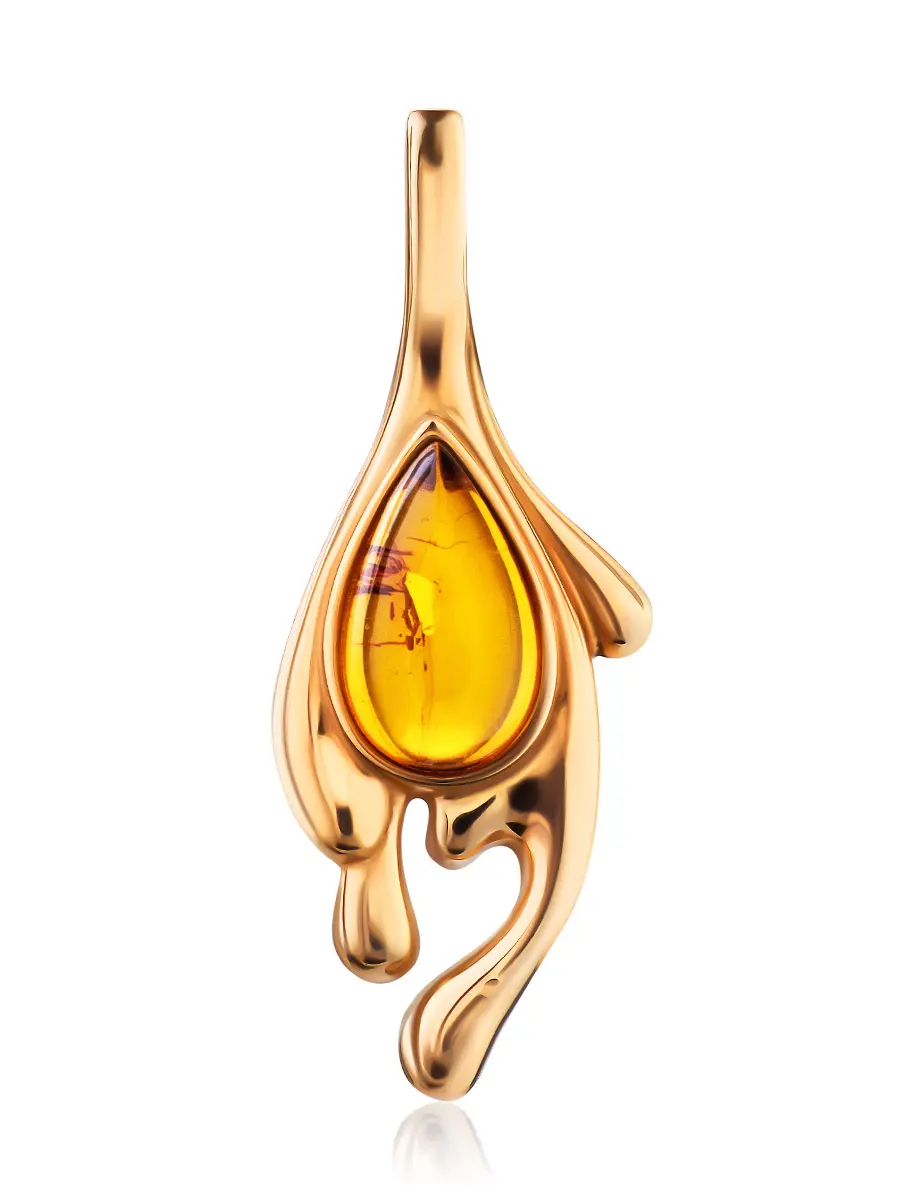 картинка Кулон с натуральным янтарём коньячного цвета «Иллюзия» в онлайн магазине