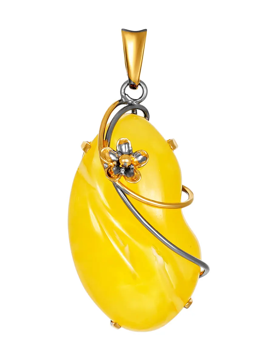 картинка Подвеска из натурального янтаря в золочёном серебре «Версаль» в онлайн магазине