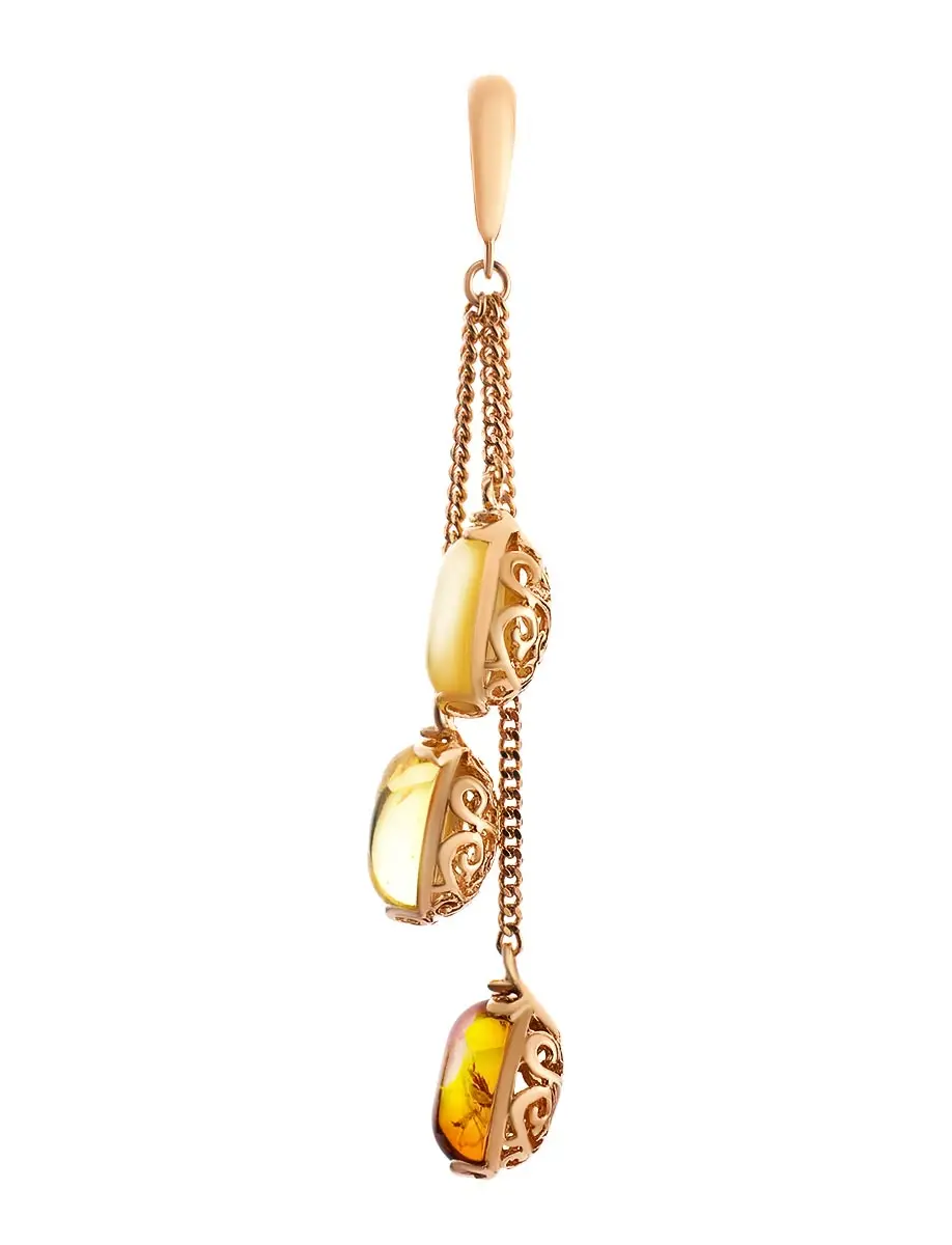 картинка Позолоченный кулон с натуральным янтарём на цепочках «Касабланка» в онлайн магазине