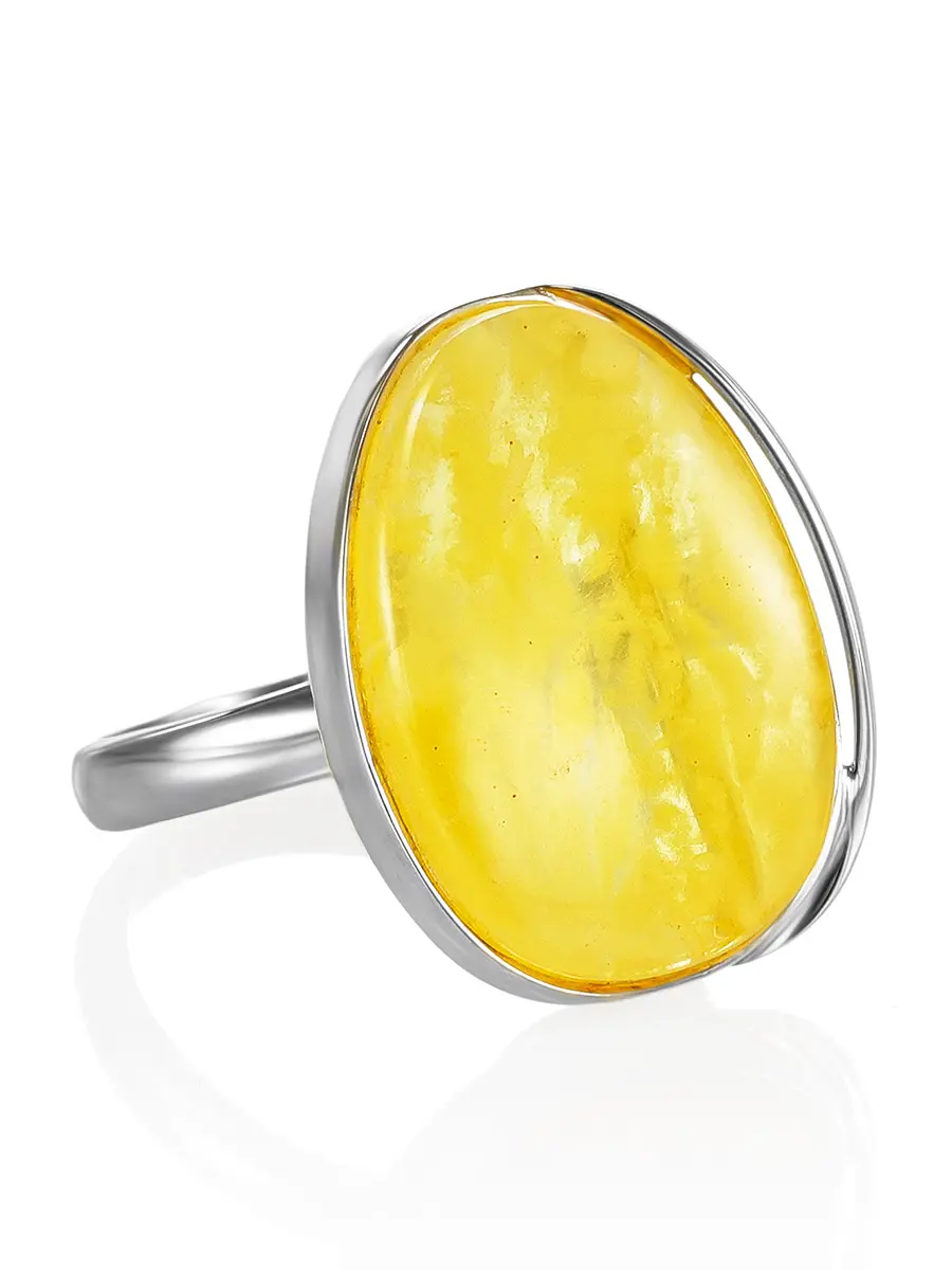 картинка Серебряное кольцо со вставкой из натурального янтаря «Лагуна» в онлайн магазине