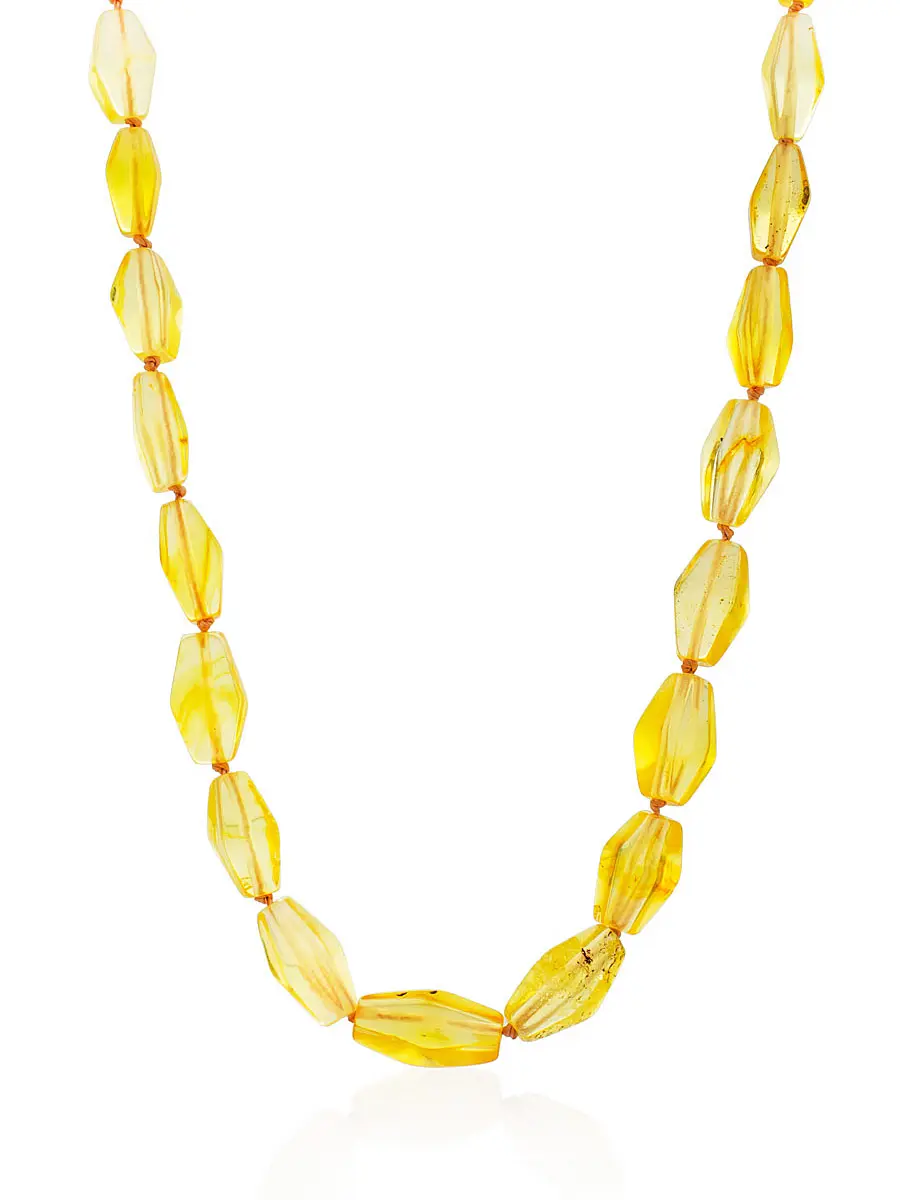 картинка Эффектные сверкающие бусы из натурального янтаря «Алёнка гранёная лимонная» в онлайн магазине