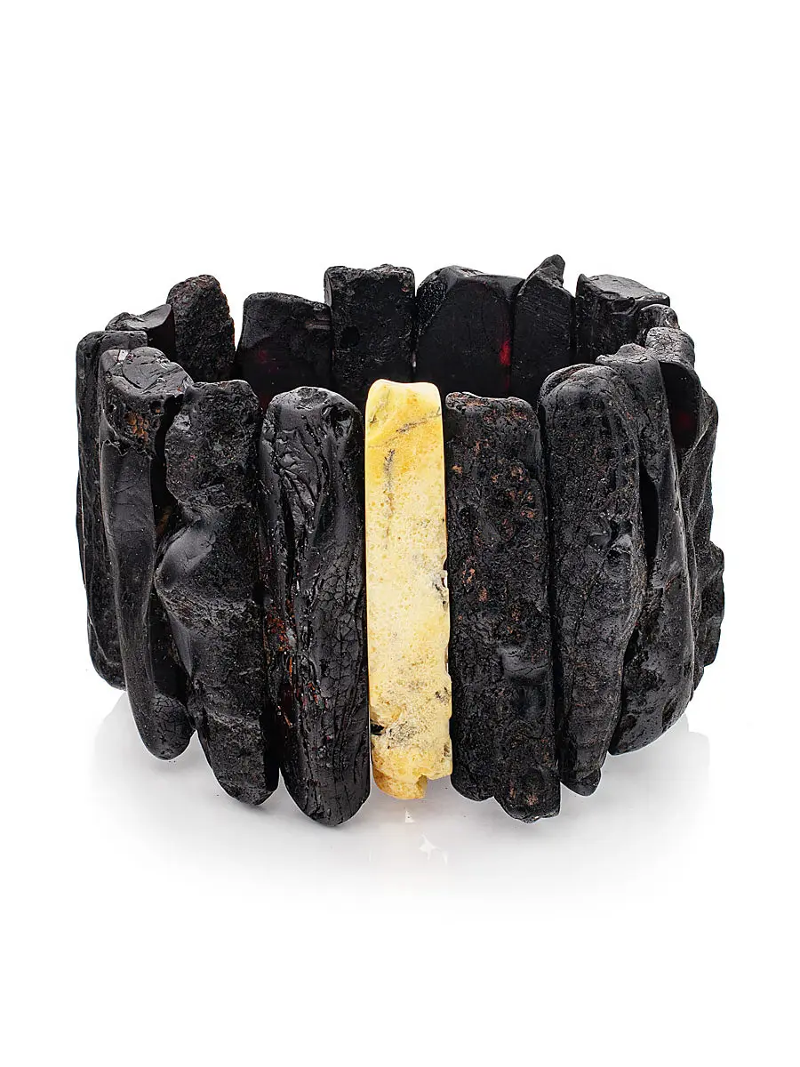 картинка Лечебный браслет на руку из натурального янтаря черного цвета «Помпеи» в онлайн магазине