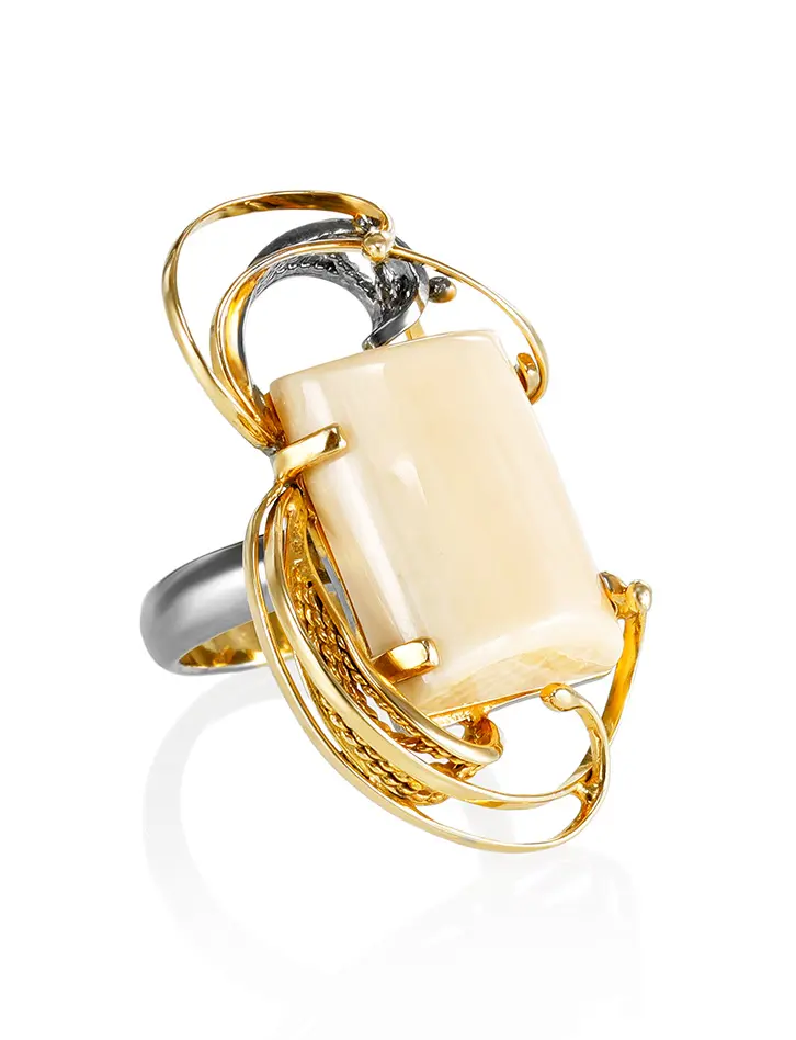 картинка Необычное кольцо из позолоченного серебра серебра с бивнем мамонта «Эра» в онлайн магазине