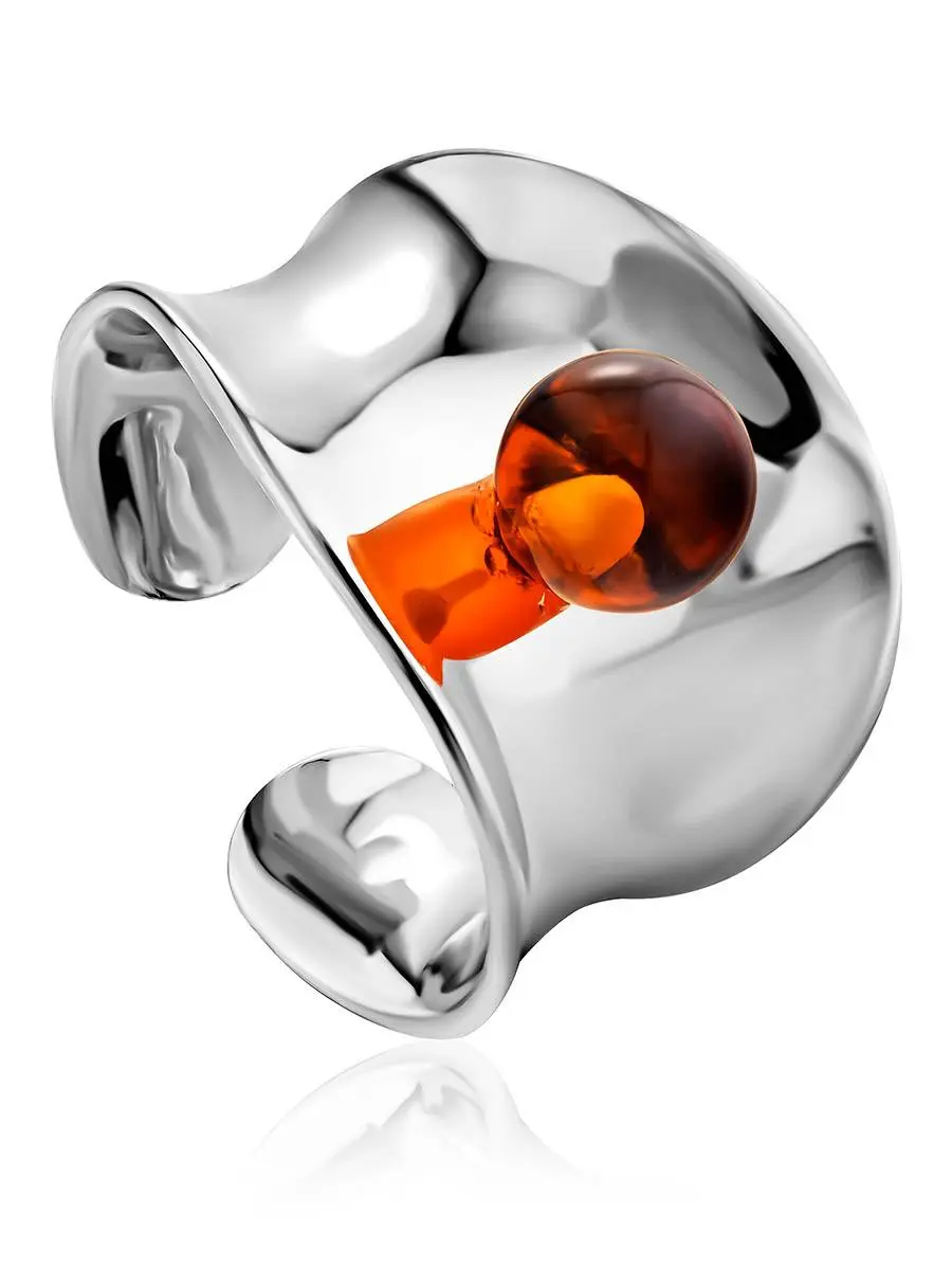 картинка Стильное кольцо с коньячным янтарём Palazzo от ifamore™ в онлайн магазине