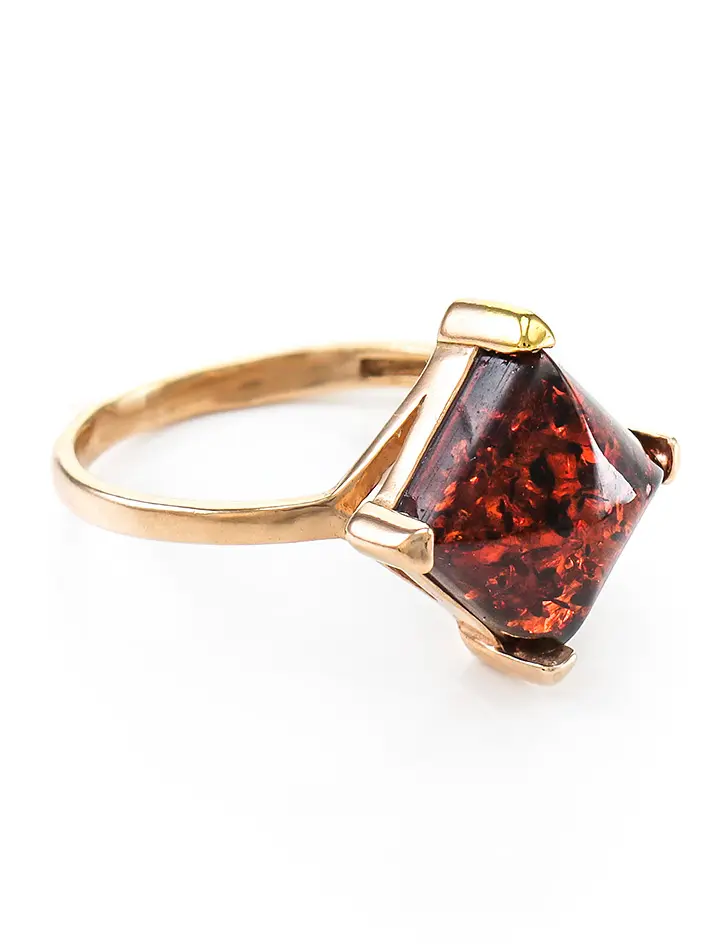 картинка Позолоченное кольцо со вставкой из натурального балтийского янтаря «Афина» в онлайн магазине