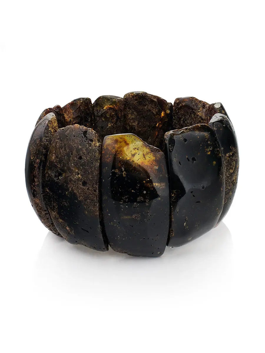 картинка Яркий браслет из натурального тёмного янтаря «Помпеи» в онлайн магазине